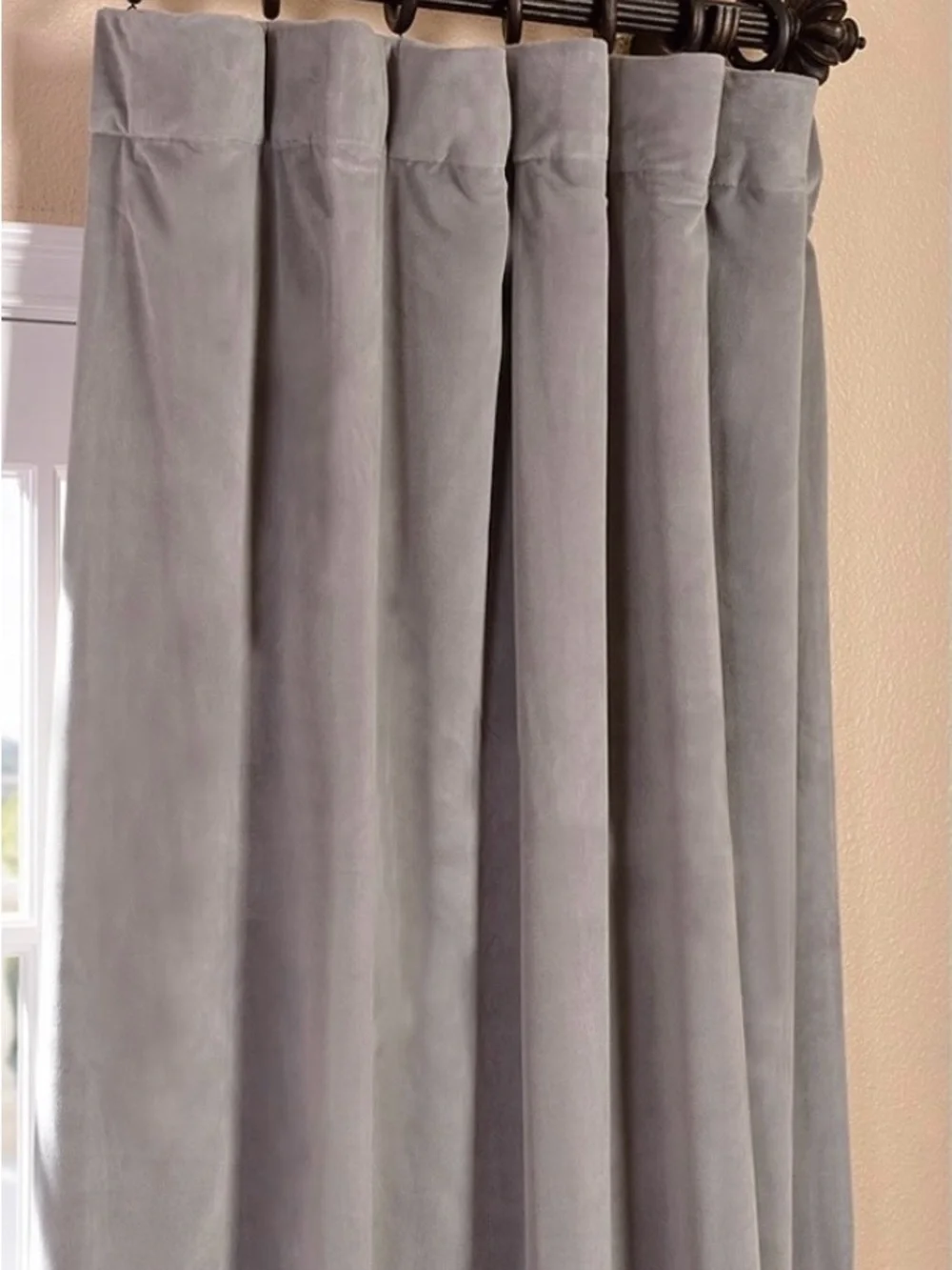 Neutral Gray Velvet Drapery Panels - (2)